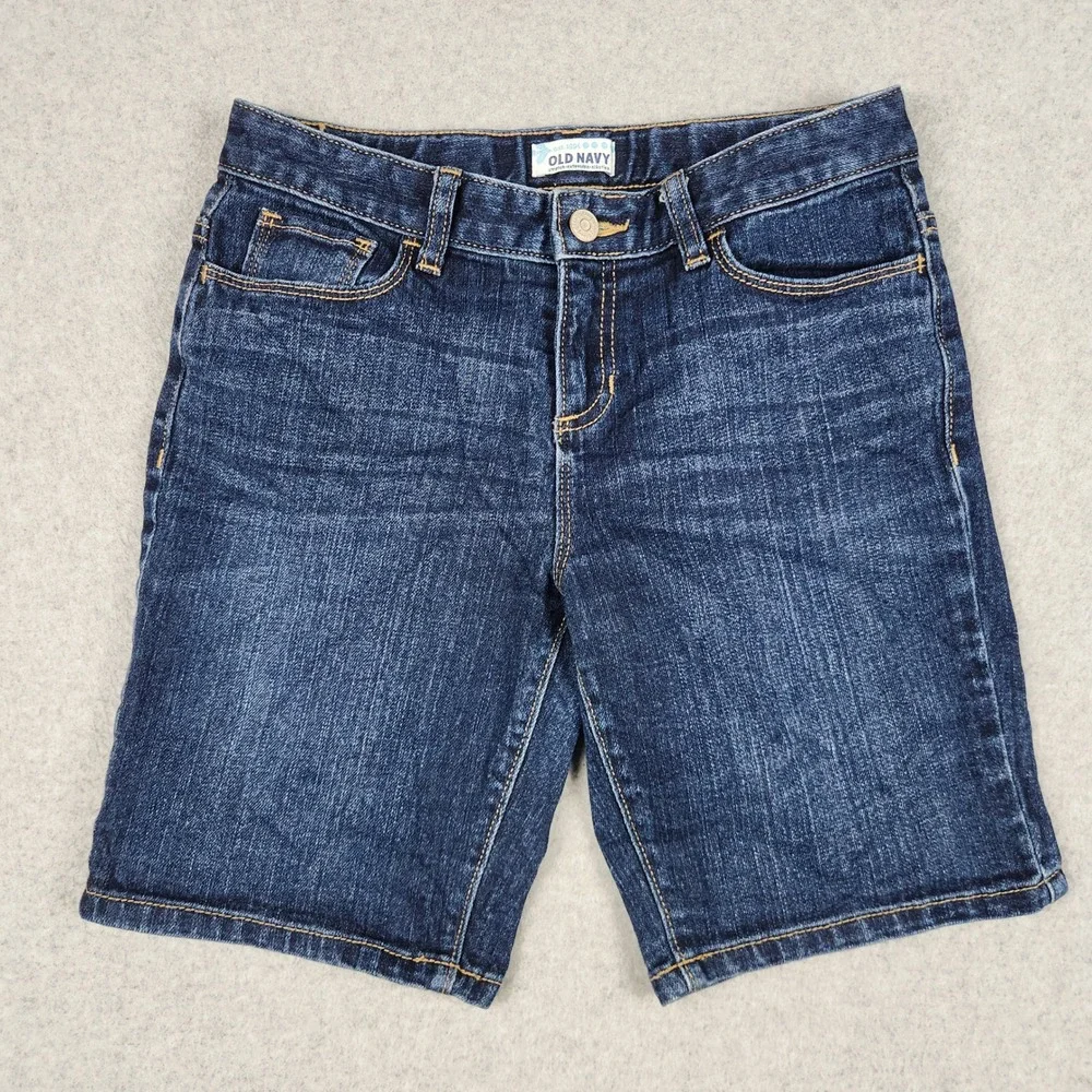 Old Navy Denim Shorts Girls 14 Blue Cotton Stretch Dark Wash 5-Pocket Casual